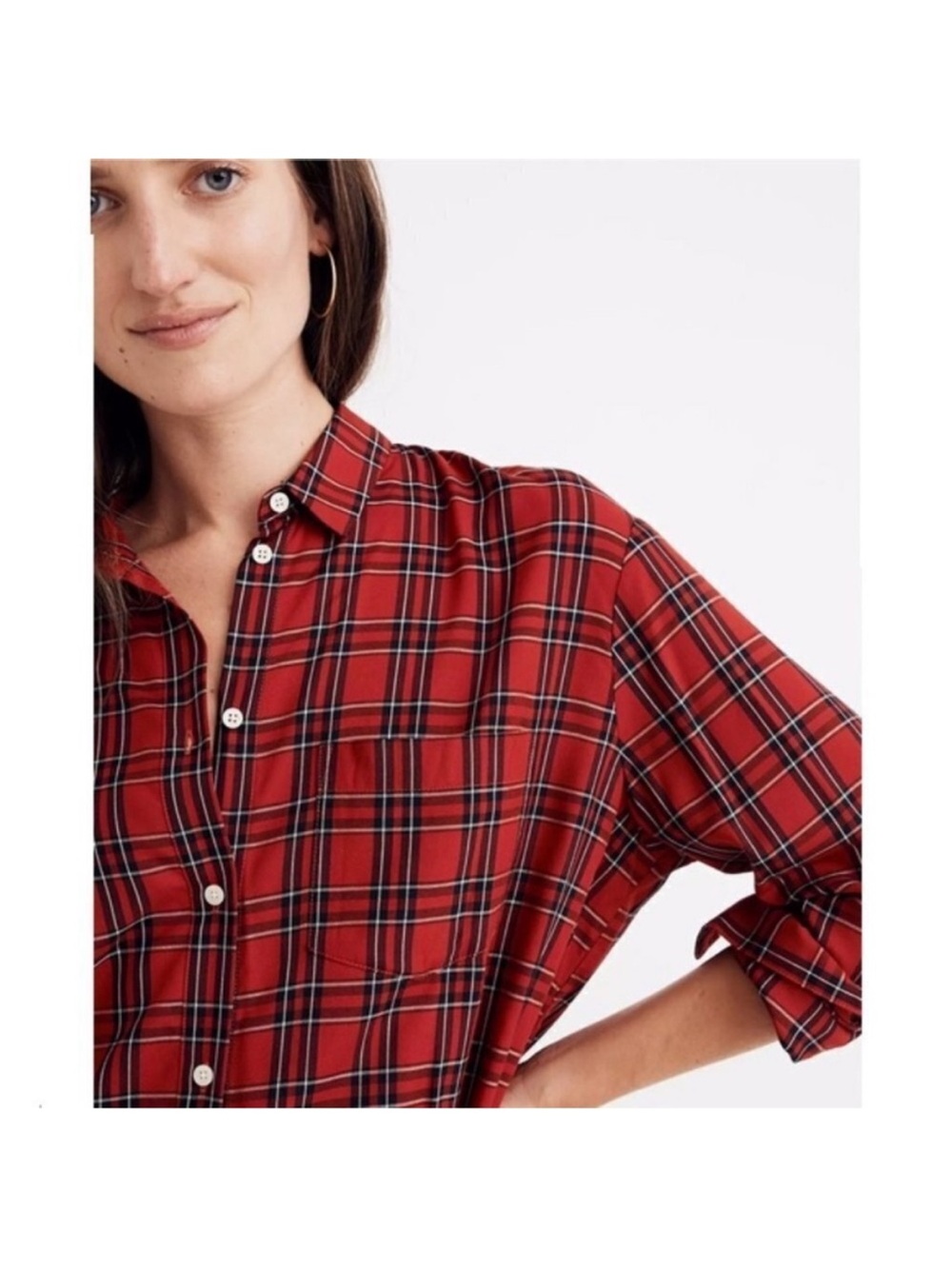 Madewell Oversized Ex-Boyfriend Shirt in Tartan Plaid